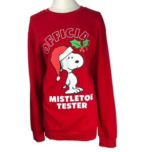 Peanuts Snoopy Mistletoe Red Christmas Sweatshirt XL Classic‎ Casual Holiday Fun